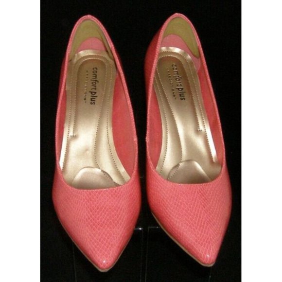 Comfort Plus by Predictions Janine pink pointed toe snake print heels 11 - Picture 4 of 11